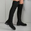 Womens Over Knee High Boots Fashion Suede Casual Long Boots Lace-up Non Slip Flat Boots for Women Thigh High Booties Botas Mujer