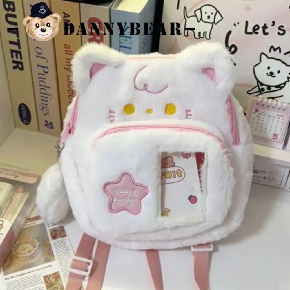 Rabbit Cute Cat Backpack Preppy Style Plush Shoulder Bag Sweet Idol Photocard Pouch Itabag Outdoor