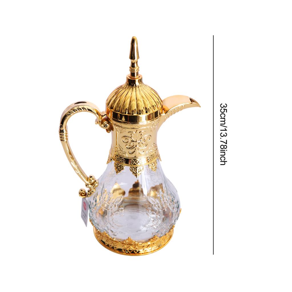 Arabic Coffee Pot Hot Cold Water Bottle Glass Coffee Kettle Home Arabic Tea Pot for Camping Travel Kitchen Festival Eid Mubarak