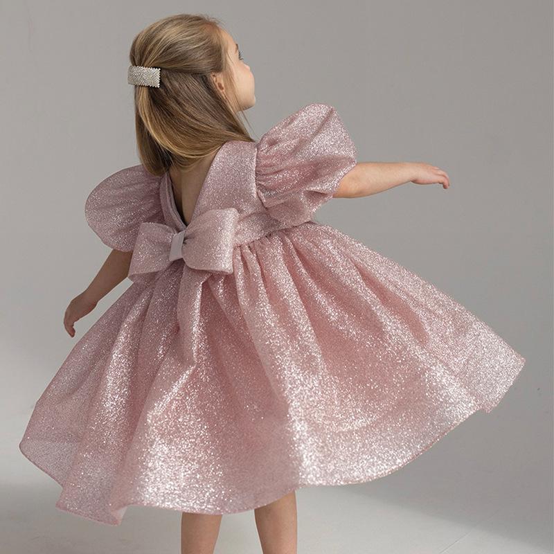 Платье принцессы с рукавами-пузырями, платье для крещения девочки-цветочницы для детской вечеринки, выступления на пианино, конкурса