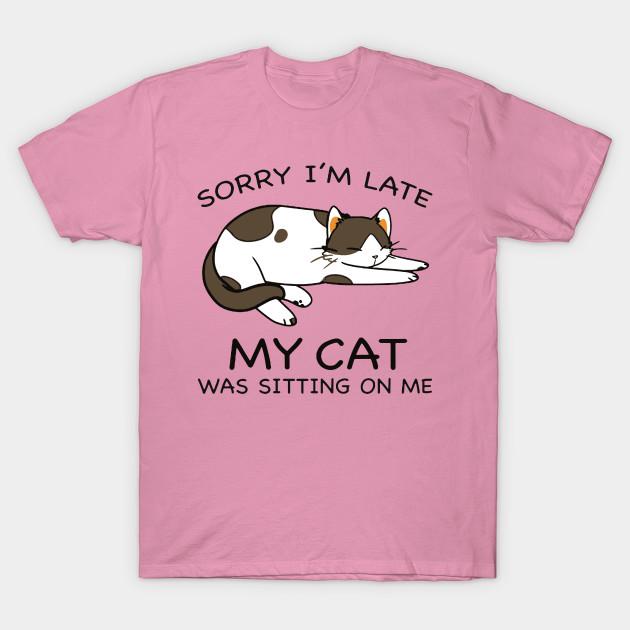 Женская футболка Извините, я опоздала, на мне сидел мой кот Принт Харадзюку Кавайная футболка Летняя футболка с коротким рукавом Женская футболка Топ Футболка