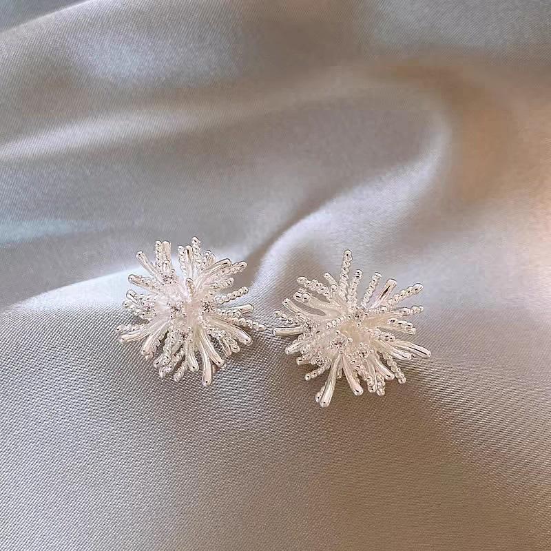 Модные корейские серьги-клипсы с фейерверками, не требующие прокола, из латуни, инкрустированные цирконием, для женщин, ювелирные изделия