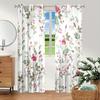 2 Pieces, Spring Floral and Green Plant Curtains - Semi Transparent - Suitable for Living Room, Bedroom, Office Home Decoration.