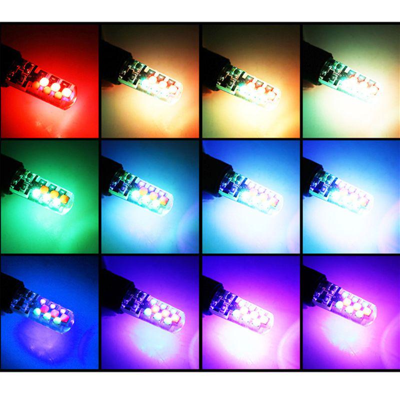 2 шт. T10 W5W RGB светодиодные лампы для автомобиля, плафоны для чтения с дистанционным управлением