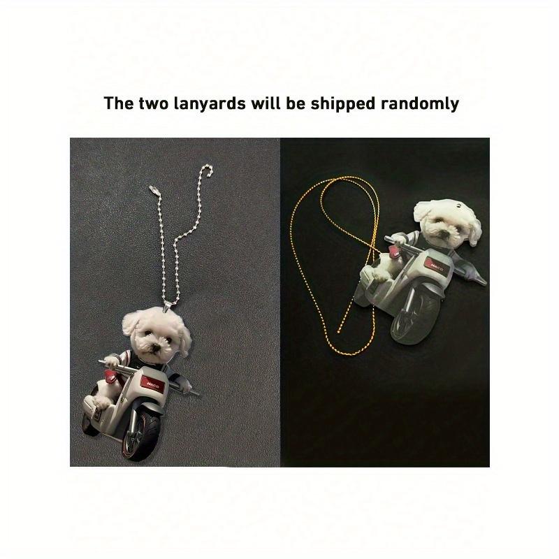 1 шт. Милое акриловое украшение для автомобиля с рисунком белой собаки, едущей на велосипеде, можно использовать как автомобильный талисман или украшение для рождественской елки