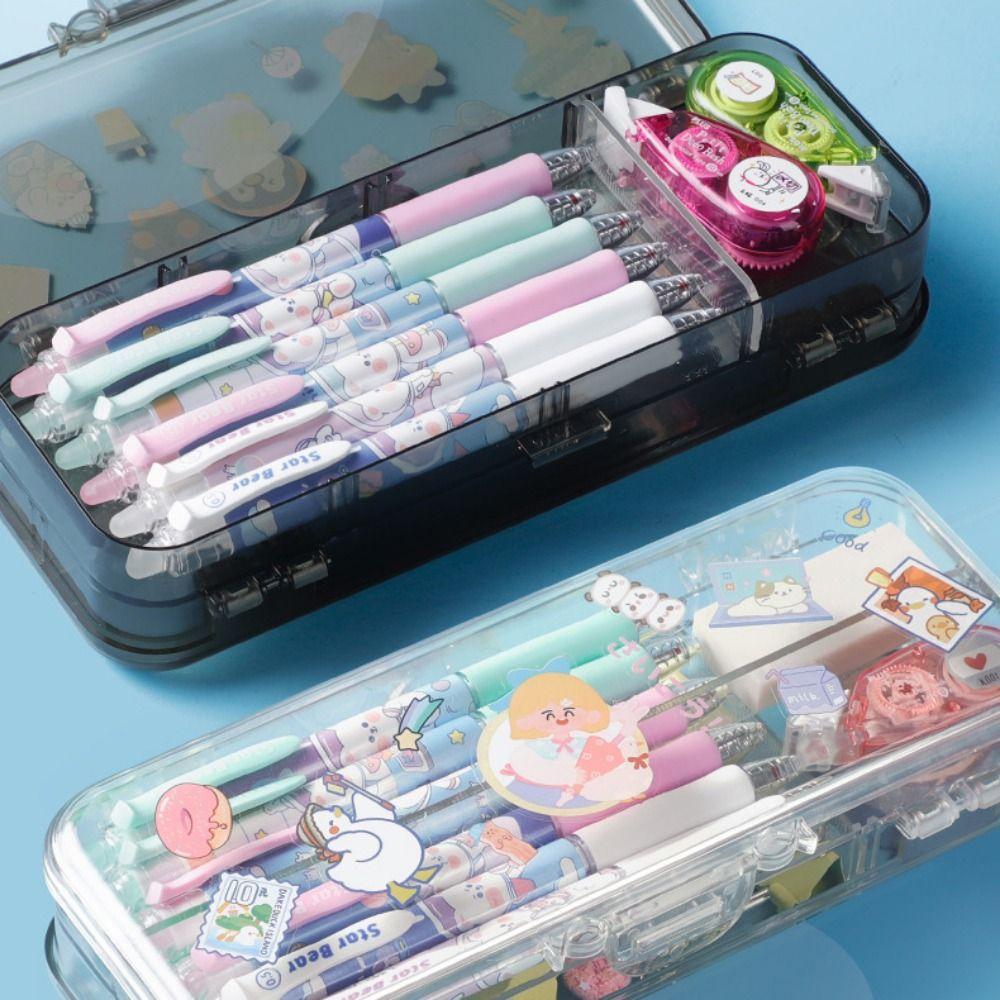 Большая вместительная коробка для хранения канцелярских принадлежностей, экономящая место, сумка для ручек и карандашей, прозрачный пенал для школы