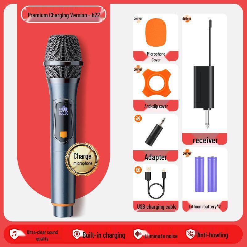 Universal Dual UHF Wireless Handheld Microphone for Professional Home, KTV, and Outdoor Sound Systems