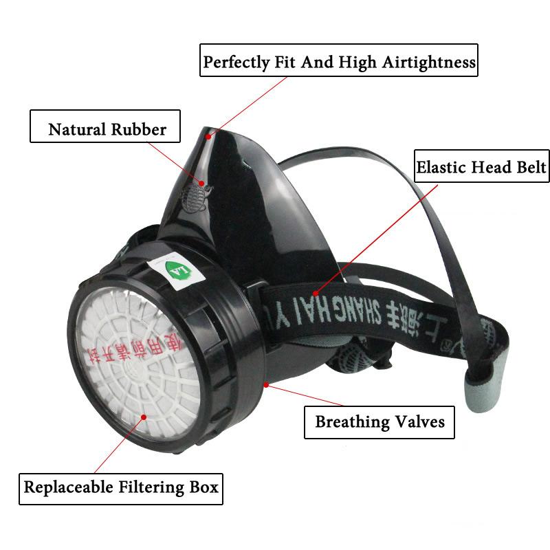 Черная противогаз на половину лица, респиратор из натурального каучука, рабочая защитная маска для полировки, сварки, распыления пестицидов, защита дыхания
