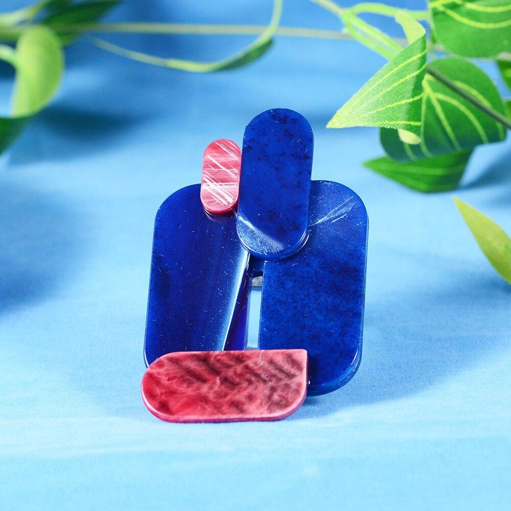 Blucome Cute Acrylic Geometry Brooch Pins Women’s Brooch for Coat Suit Hijab Pins Badage New Year Gifts