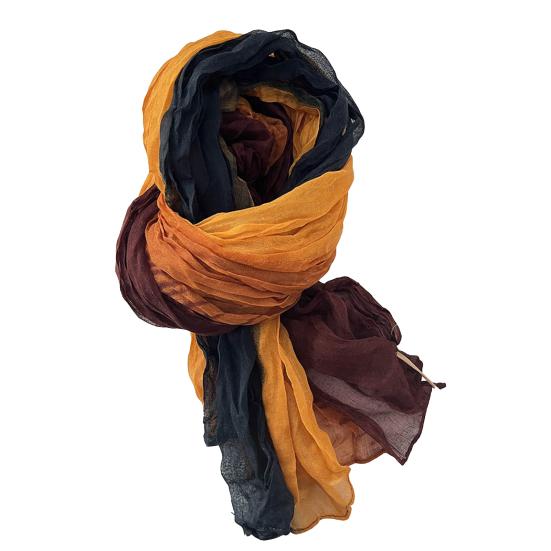 Unisex Shawl Scarf Gradient Color Versatile Wrinkled Long Scarf Autumn Winter Wind-Proof Cold-Resistant Shawl Wrap