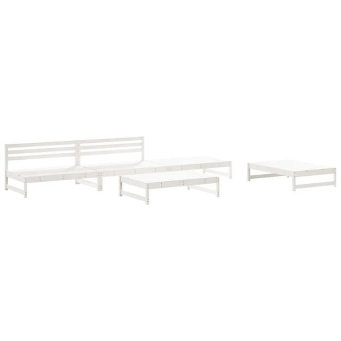 VidaXL Salon de Jardin 5 pcs, Canapés avec Repose-pied, Ensemble de Meubles avec Table Basse Patio Terrasse Extérieur, Blanc 3186600