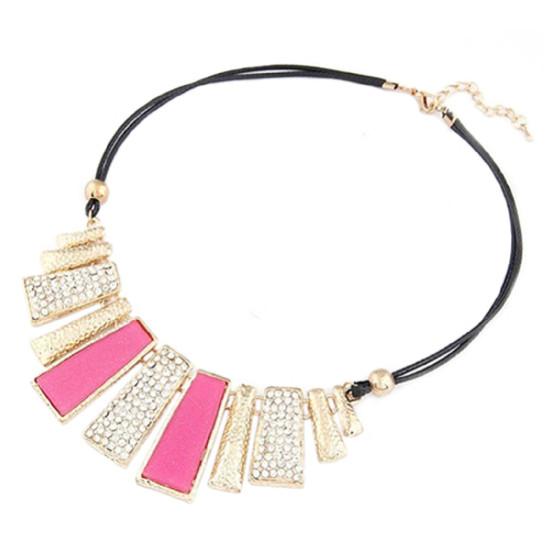 Women Fashion Faux Leather Braided Rope Chain Irregular Choker Necklace AVE