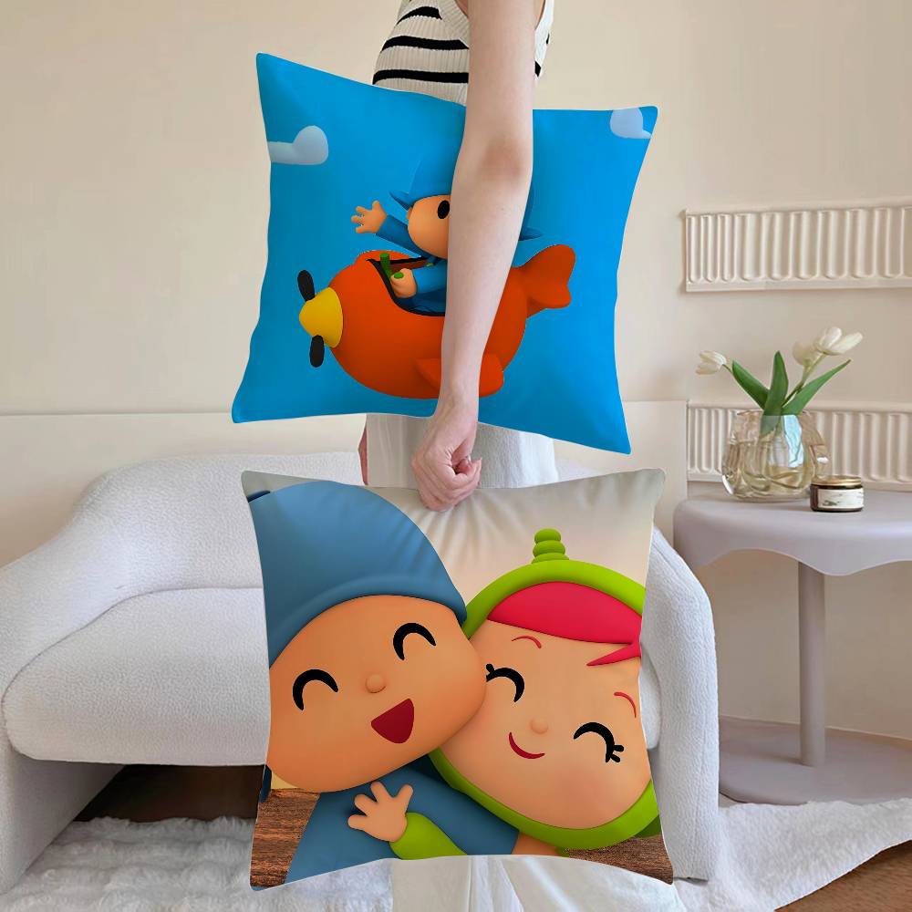 Милая наволочка с мультяшным принтом P-Pocoyo-MT, напечатанная, из матового флиса, подушка, нежная к коже, экологически чистая сублимационная печать