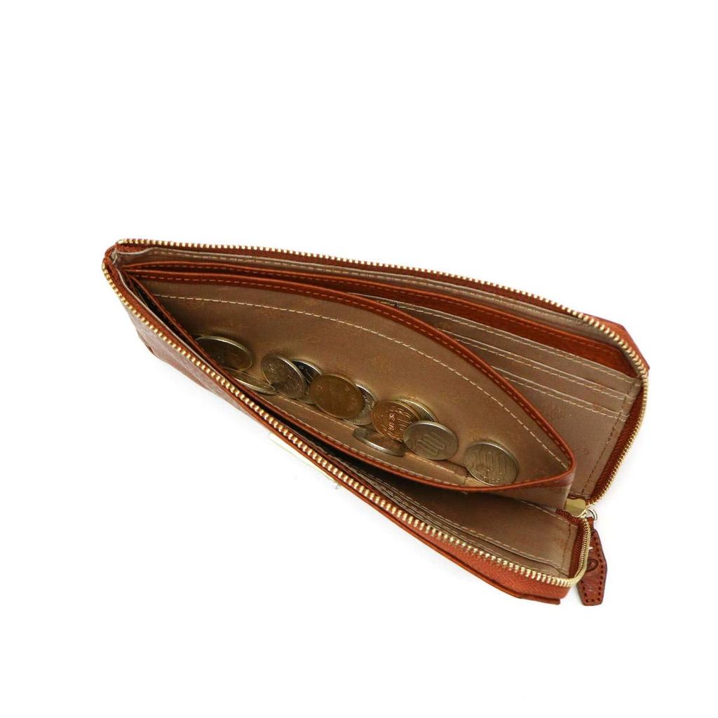 Длинный кошелек с застежкой-молнией для монет Натуральная кожа Perla Pink [Dakota] Г-образный женский DA-30055-32