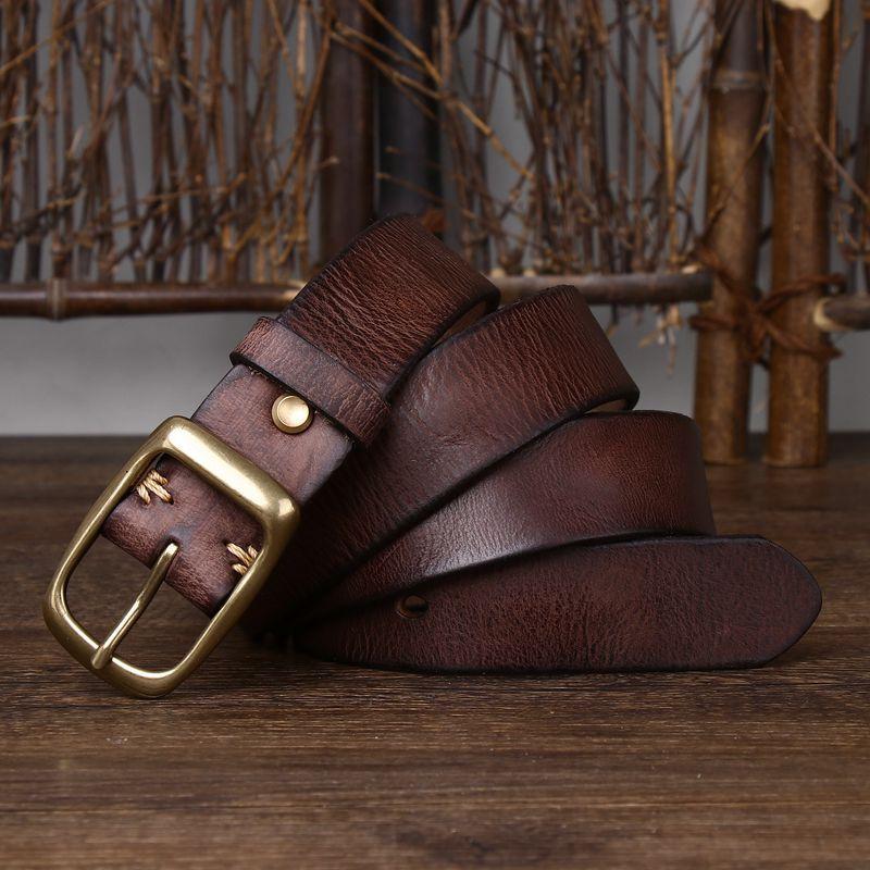 Ремень Мужской Модный Многослойный Кожаный с Игольной Пряжкой Простой Повседневный Ретро Женский Джинсовый Ремень Мужской Универсальный