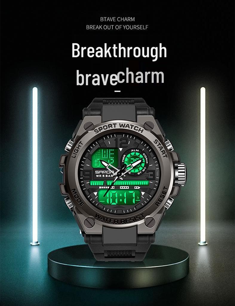 Sanda 6024 Наручные спортивные ударопрочные водонепроницаемые светящиеся часы - Унисекс многофункциональные электронные часы