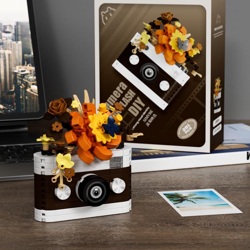 Совместимые с LEGO строительные блоки в виде зеркальной камеры с цветком - Креативная развивающая игрушка для детей и модный декор в подарок