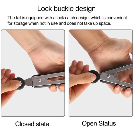 Щипцы для еды, устойчивые к царапинам, с подставкой. Удобная термостойкая ручка. Универсальный зажим для еды.