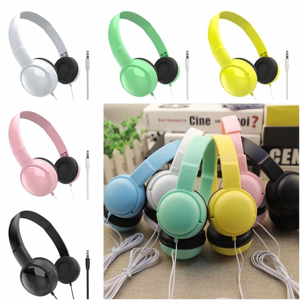 Adjustable 3.5mm Headset Over Ear Macaron Headphone Music Earbuds Wierd Headphones Computer