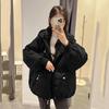 Winter Women Cotton Jacket Thickened Zip Up Hooded Coat Korean Style Student Puffer
