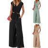 2 Pcs/Set Women Top Pants Set Lace-up Knot Short Sleeves Solid Color V Neck High Waist Wide Leg Soft Breathable OL Commute T-shirt Trousers Set