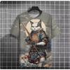 Fashion Print Cat Pattern T-Shirt Men's Casual Comfortable Short Sleeve Top Animal Cat Print