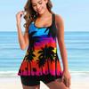 Женские купальники танкини, комплект из 2 предметов, ночной купальник с кокосовой пальмой, отпускные купальные костюмы