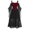 Women Plus Size Cold Shoulder Butterfly Sleeve  Halloween Gothic Dress