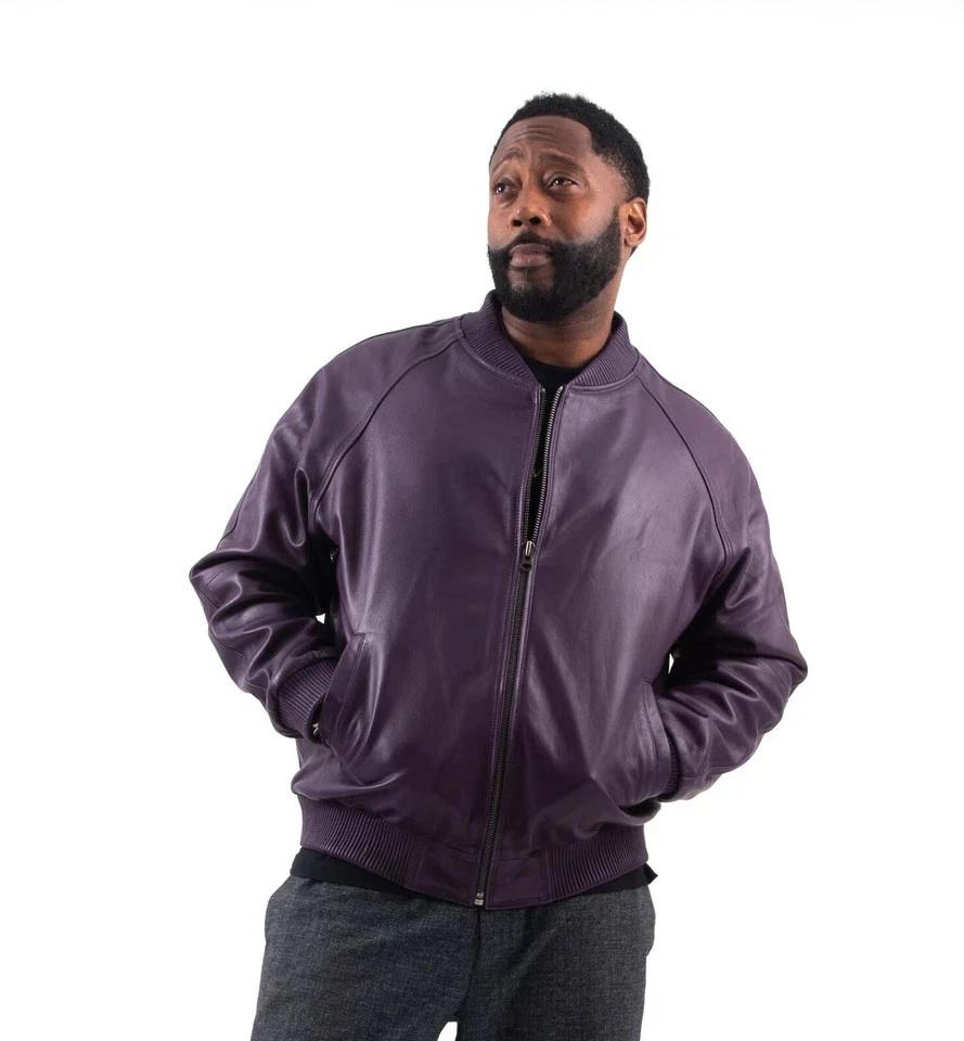 Байкерская мотоциклетная дизайнерская кожаная мужская куртка-бомбер Стильная из овчины ручной работы