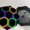 1pc Neon Hexagon Pattern Umbrella with Plastic Handle,Suitable for All Seasons Home Travel Outdoor UmbrellaDD986