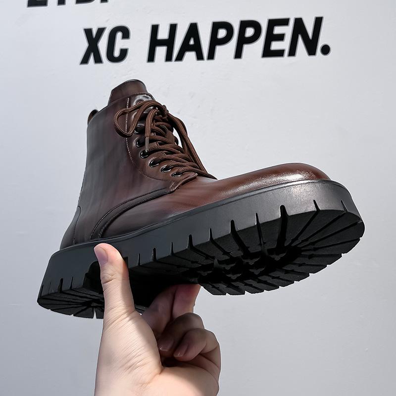 Side Zipper Martin Boots Outdoor Fashion Tooling Boots 2024 Hong Kong Wind Locomotive Boots Men's Premium Leather Shoes 3315-A