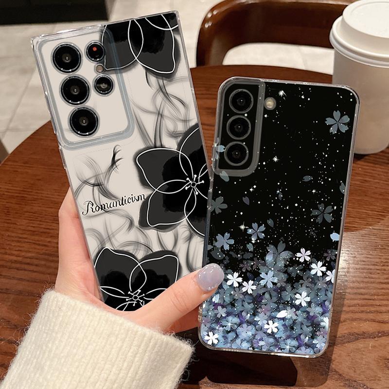 Чехол для телефона с узором «Цветение сакуры» для Samsung Galaxy S26 S25 S24 S23 Ultra S22 Plus S24 S21 FE S25 Edge Прозрачный Мягкий Чехол