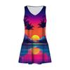 Women's Casual Summer Tank Dresses With Pockets Hawaiian Print V-Neck Sleeveless Dresses