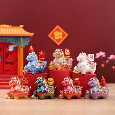 Кавайное Милое Украшение Пони Талисман Лошадь Смоляные Фигурки Лошади Знака Зодиака Настольное Украшение Китайский стиль Мультяшная Статуэтка Лошади