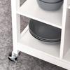 Kitchen Trolley, Kitchen Island on Wheels, w/ Wood Top, 3 Shelves and Storage Cupboard, White