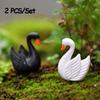 2PCS/Set Crafts Fairy Garden Ornaments Statue Home Decor Swan Figurine Goose Model Miniature Animal