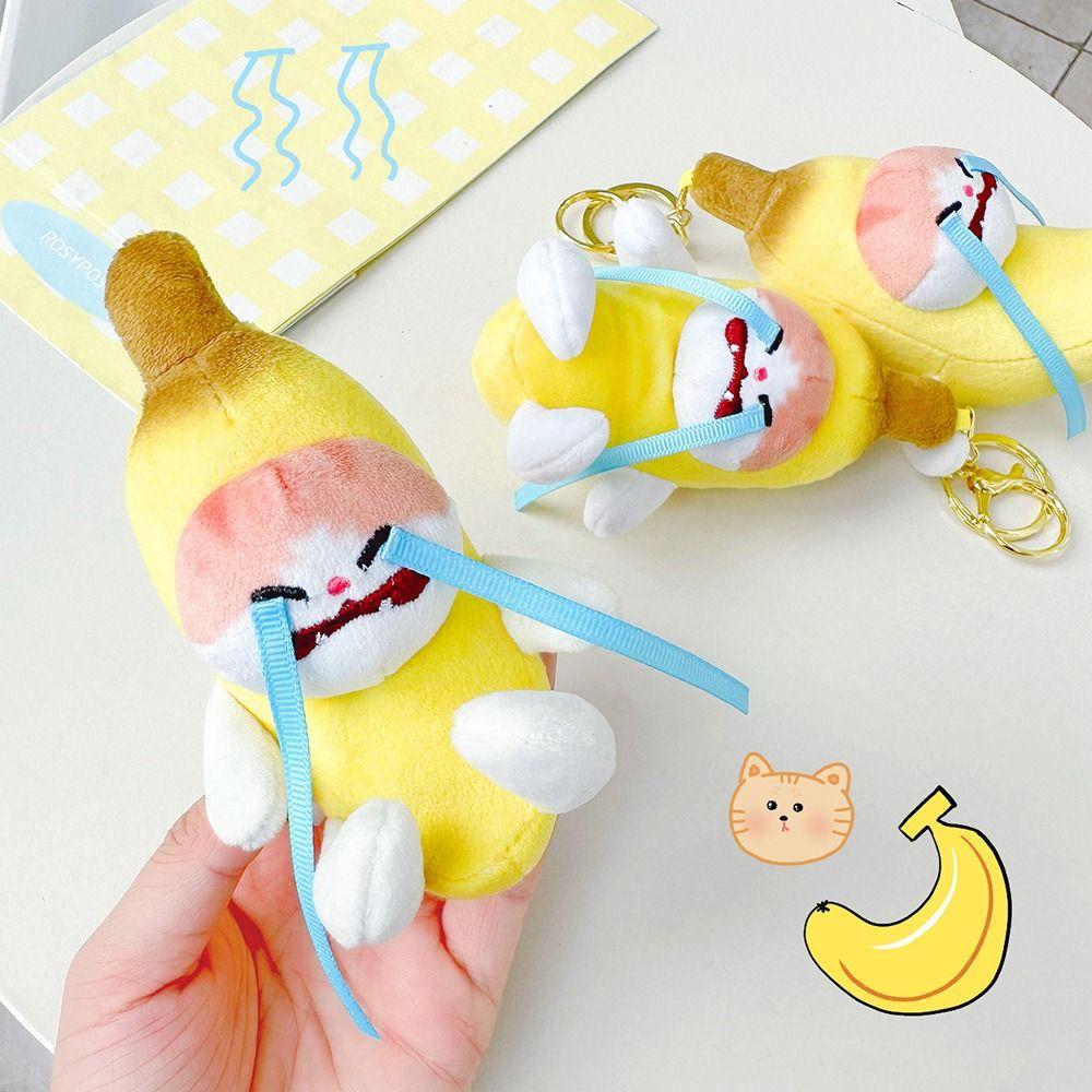 Banana Cat Doll Banana Cat Voice Keychain with Cry Sound Funny Toys Gift Banana Key Chain