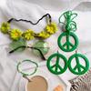 Hippie Peace Sign Costume Set Halloween Party Colorful Earrings Necklace Adult Cosplay Accessories