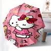 Hello Kitty,Pink Background Automatic Folding Umbrella-Simple 8-Rib Design, Bright Cartoon Pattern, Durable Iron Frame, Suitable For Travel,