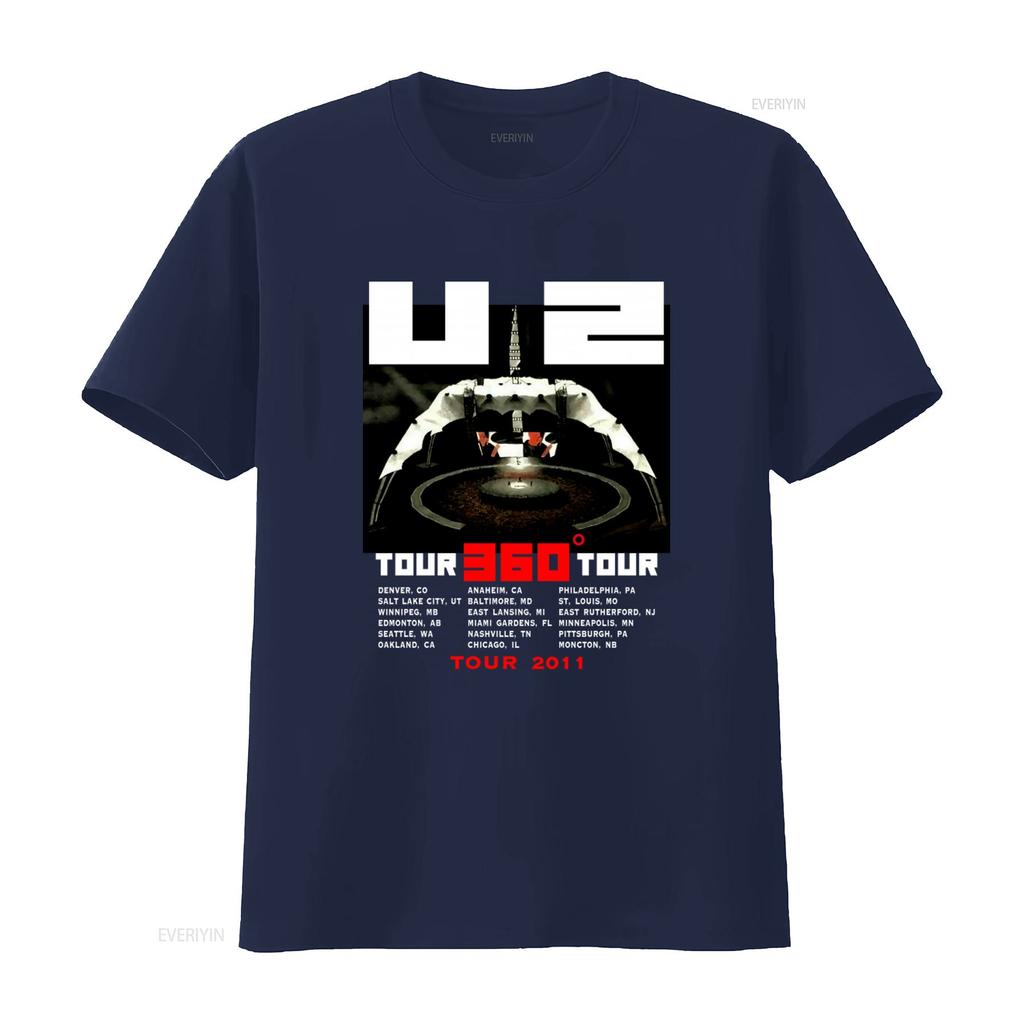 U2 360 Tour 2011 Cities Dates T Shirt Fashion vintage Washed designer clothes Top For Everyday Wear Unisex fashion Slightly