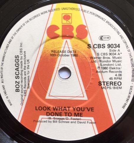 7-дюймовая пластинка BOZ SCAGGS - Look What You've Done To Me SCBS9034PROMO CBS 1980 UK Поп Б/У