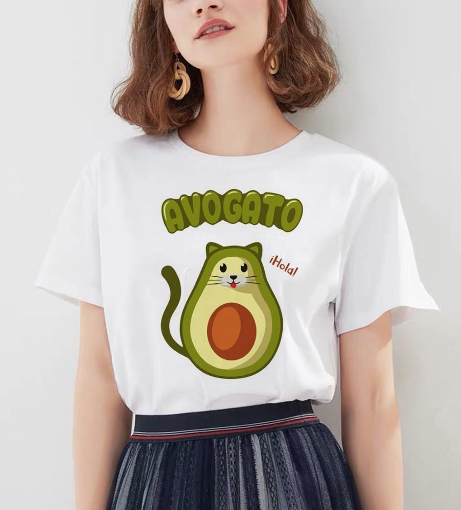 Футболка с коротким рукавом с рисунком авокадо веганская, милая женская, маленькая, свежая, повседневная футболка Harajuku Ullzang