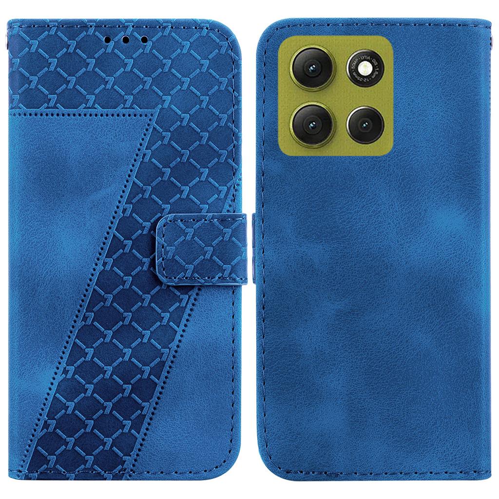 For Motorola Moto G86 5G Stand Case 7-Shaped Pattern Imprint Leather Phone Cover with Strap