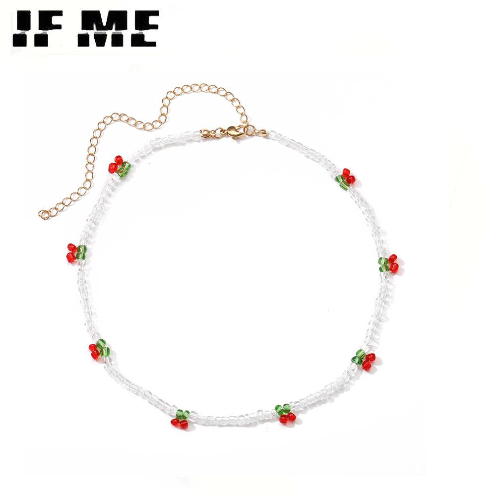 iF ME Korean Fashion Colorful Beads Flower Beaded Necklace For Women Bohemian Beads Clavicle Chain Choker Necklace Jewelry