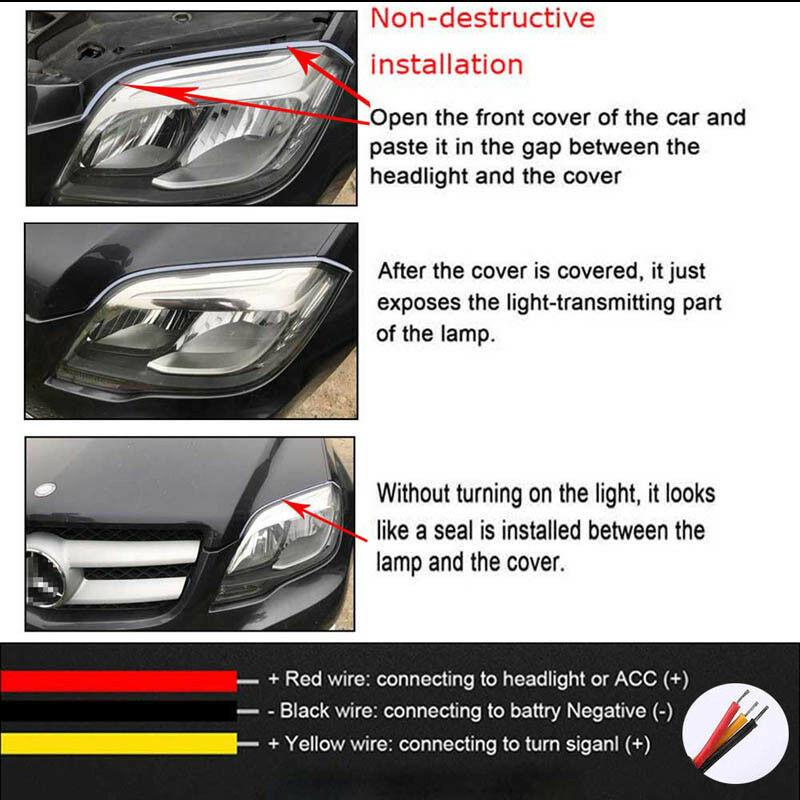 2 шт. Автомобильный светодиодный ультратонкий стримерный светильник DRL стримерный светильник, противотуманные фары, дневные ходовые огни, рулевая лампа