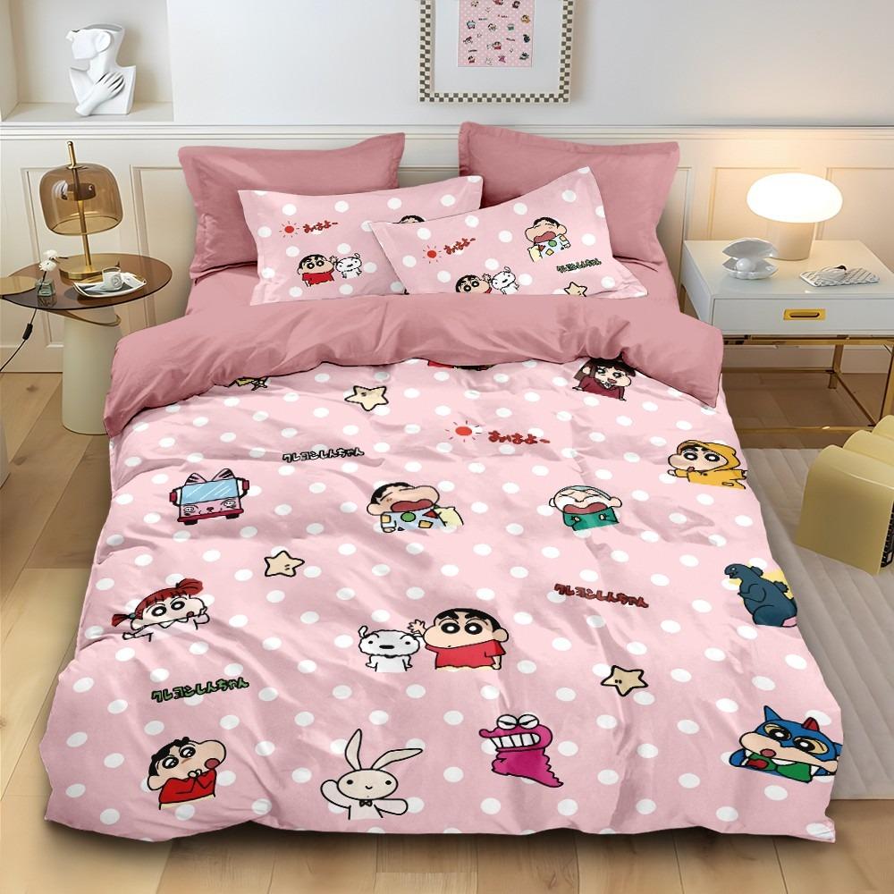 Мультяшный Кролик Шин-чан, Комплекты постельного белья из микрофибры, Детское постельное белье на молнии, Декор комнаты, Пододеяльник для подростков, взрослых