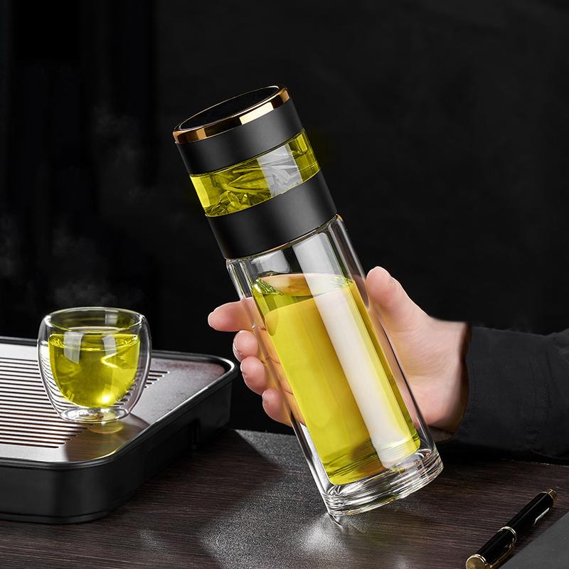 Умный стакан для чая с одним нажатием кнопки, показывающий температуру, разделительные чашки для чая, офисная двухслойная портативная креативная чашка для воды