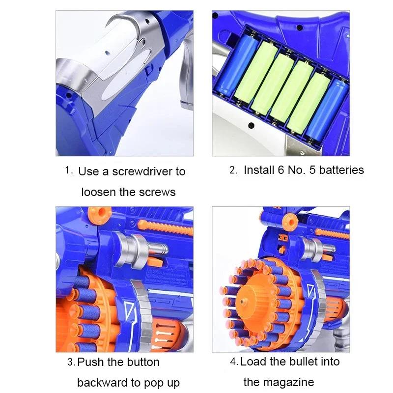 Игрушечный пистолет детский электрический непрерывный стрельба Гатлинг присоска мягкая пуля BB пистолет для детей подарок