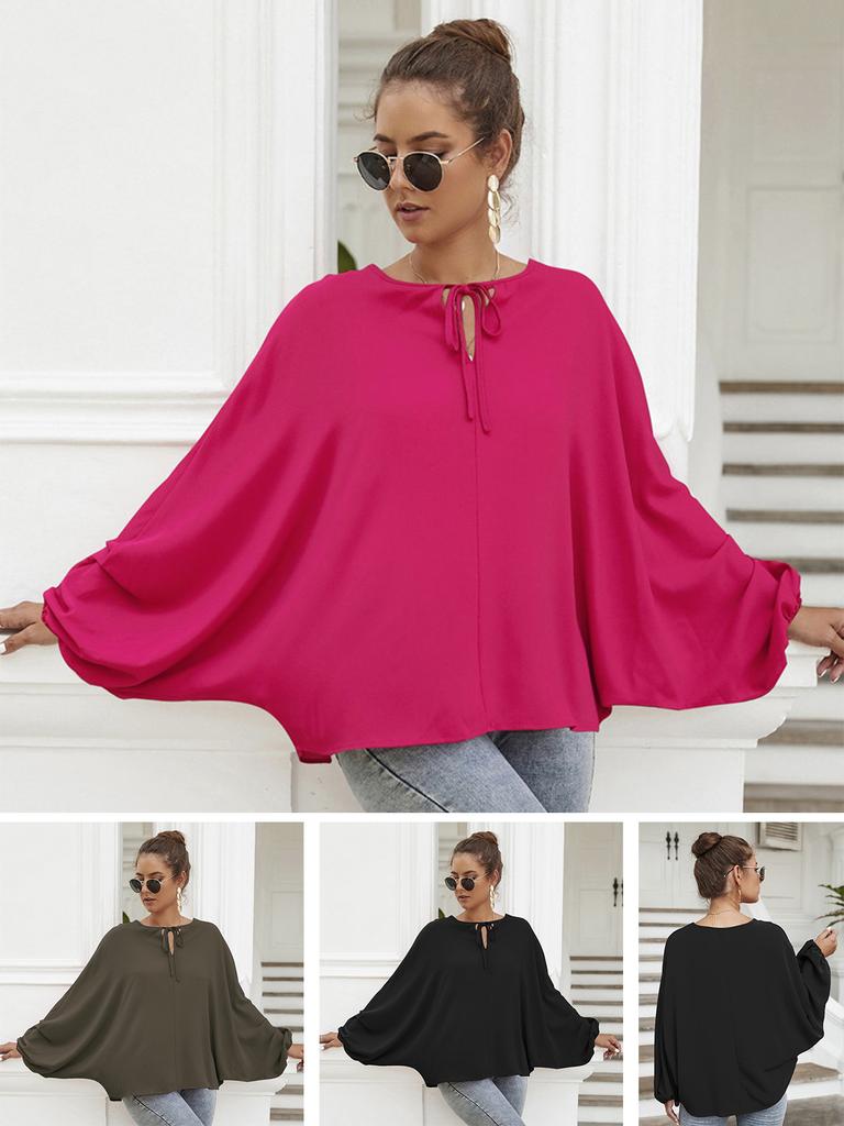Женская блузка с рукавами «летучая мышь» и свободные рубашки с круглым вырезом