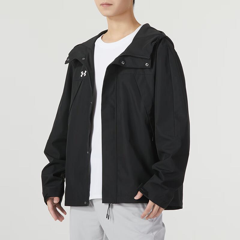 Under Armour Куртка с капюшоном для тренировок на открытом воздухе с твердым логотипом для бега и фитнеса, мужские куртки черного цвета 23600401-001